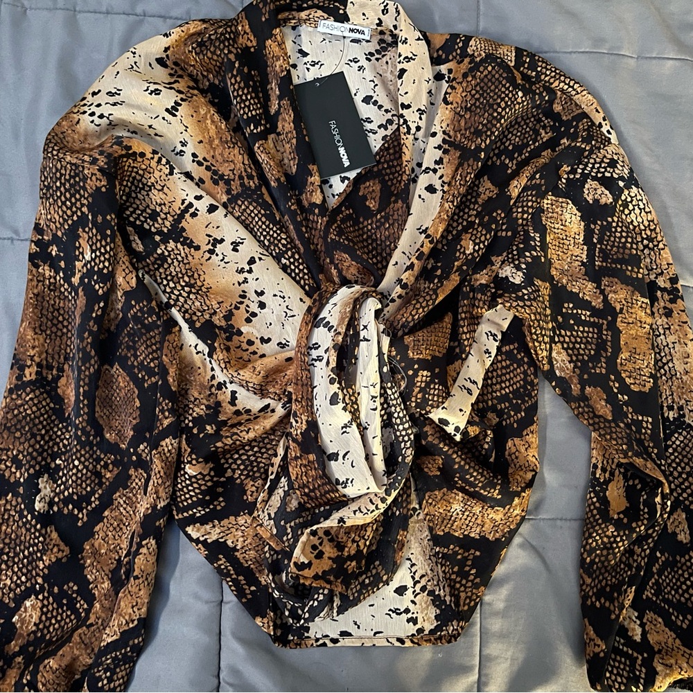 Wild Ride Tie Front Blouse - Picture 7 of 7